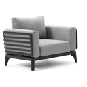 Mosa loungestoel in zwart aluminium met grijs All Weather Olefin kussen