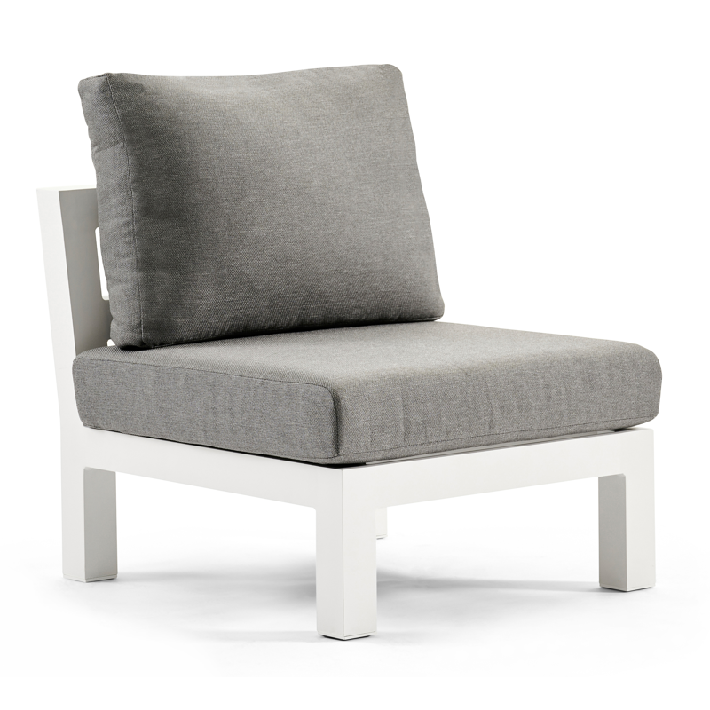 Occaro loungestoel tussenstuk in wit aluminium met grijs weather+ softtouch kussen