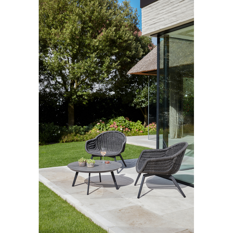Fauteuil de jardin Pagino 1-pl en aluminium noir et résine tressée noir