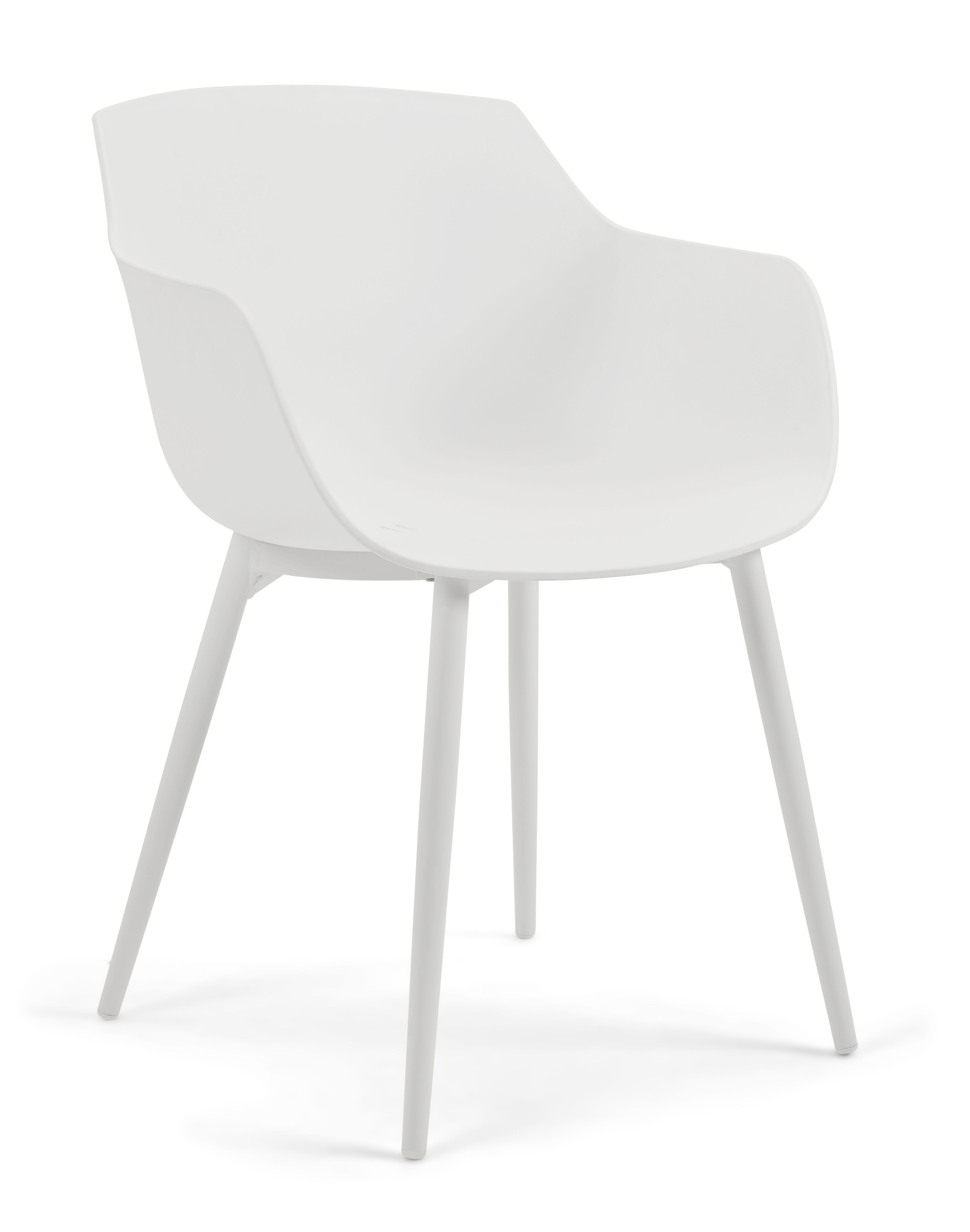 Tora tuinset in wit aluminium en naturel polywood tafelblad met 4 Paco tuinstoelen