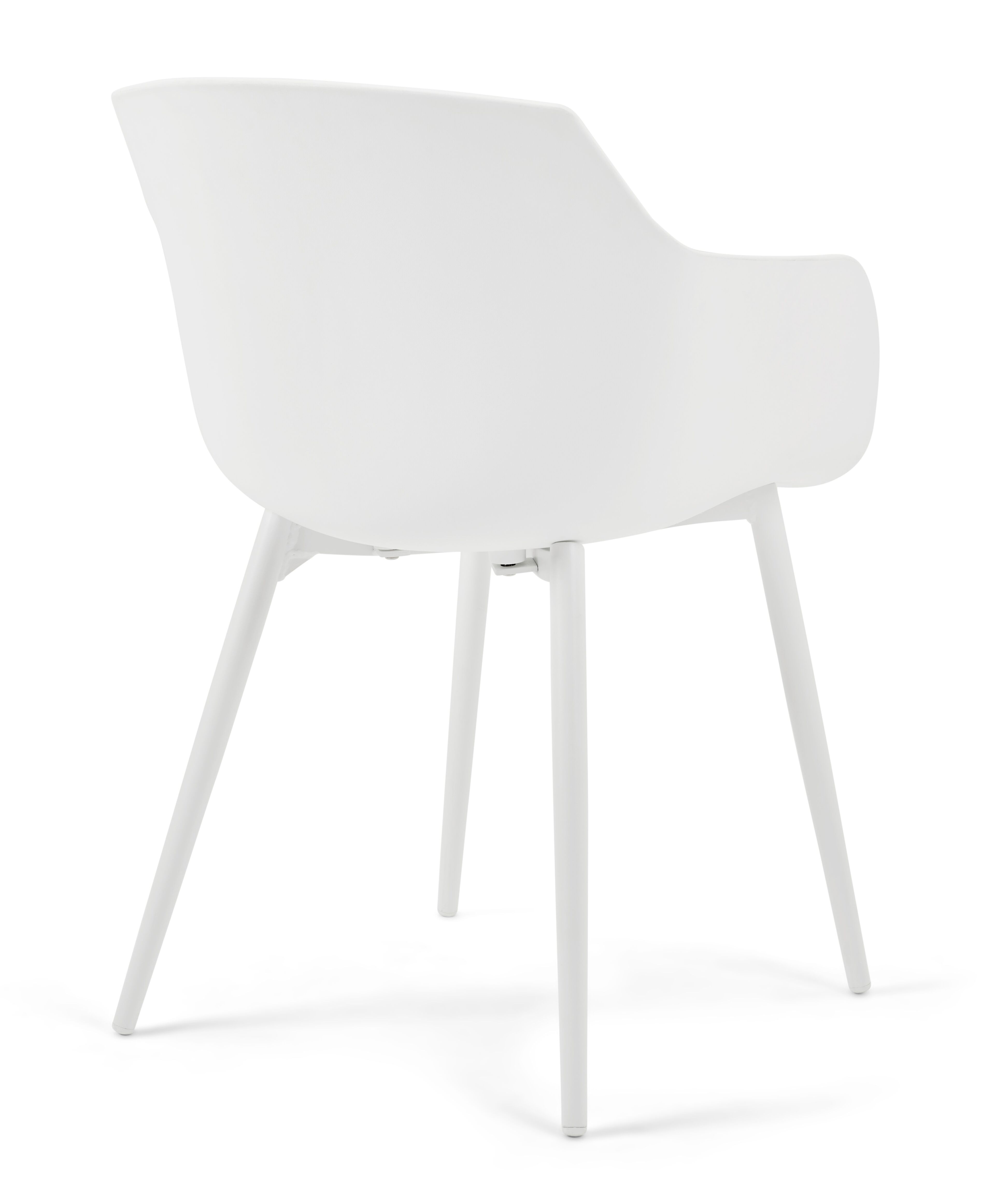 Tora tuinset in wit aluminium en naturel polywood tafelblad met 4 Paco tuinstoelen