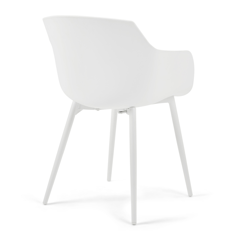 Tora tuinset in wit aluminium en naturel polywood tafelblad met 4 Paco tuinstoelen