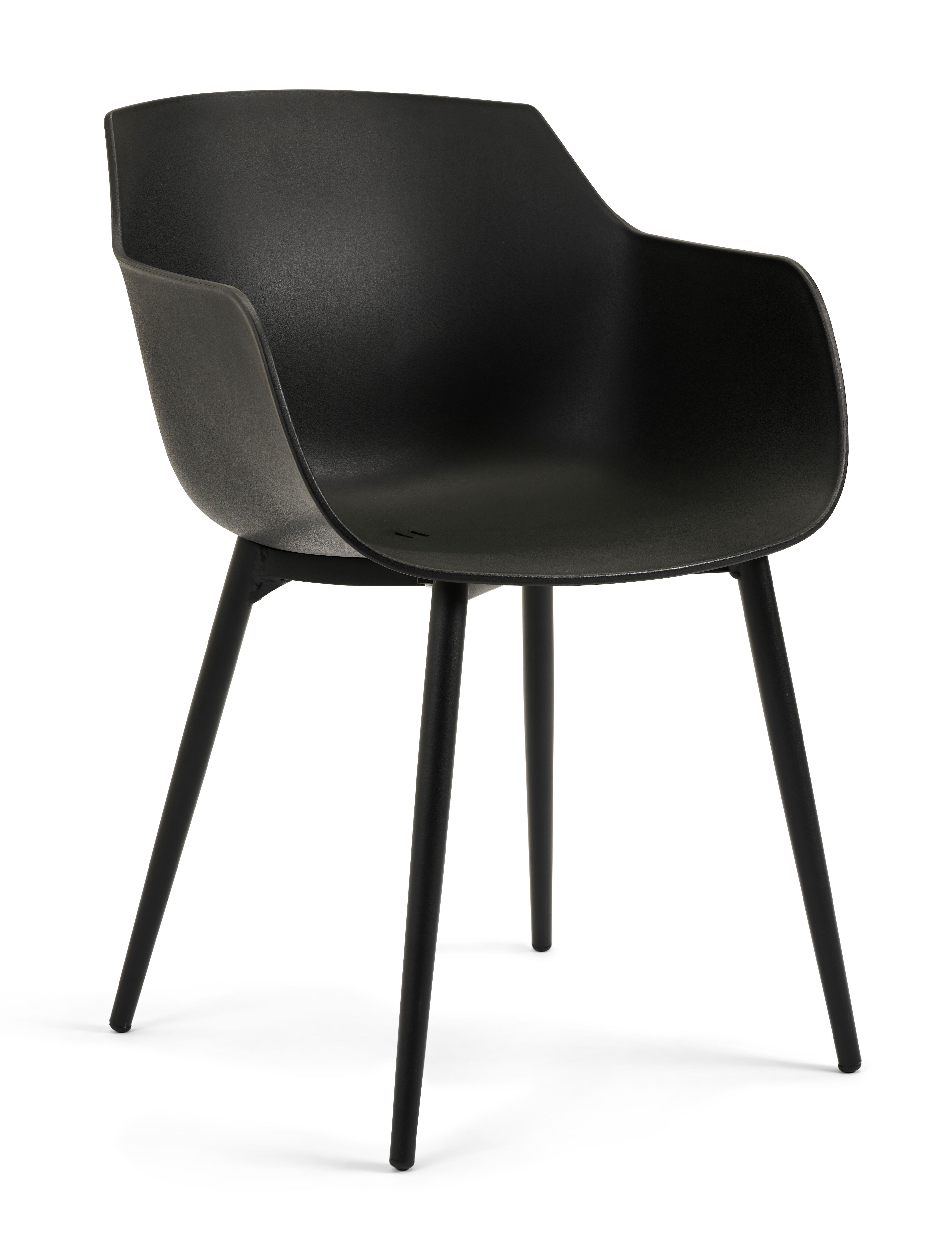Tora tuinset in zwart aluminium en naturel polywood tafelblad met 4 Paco tuinstoelen