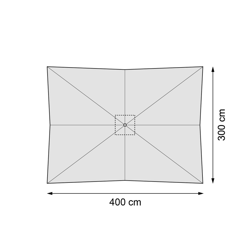 Viola staanparasol in zwart aluminium met grijs weather+ softtouch parasoldoek - L1 300 x L2 400 cm (zonder voet)