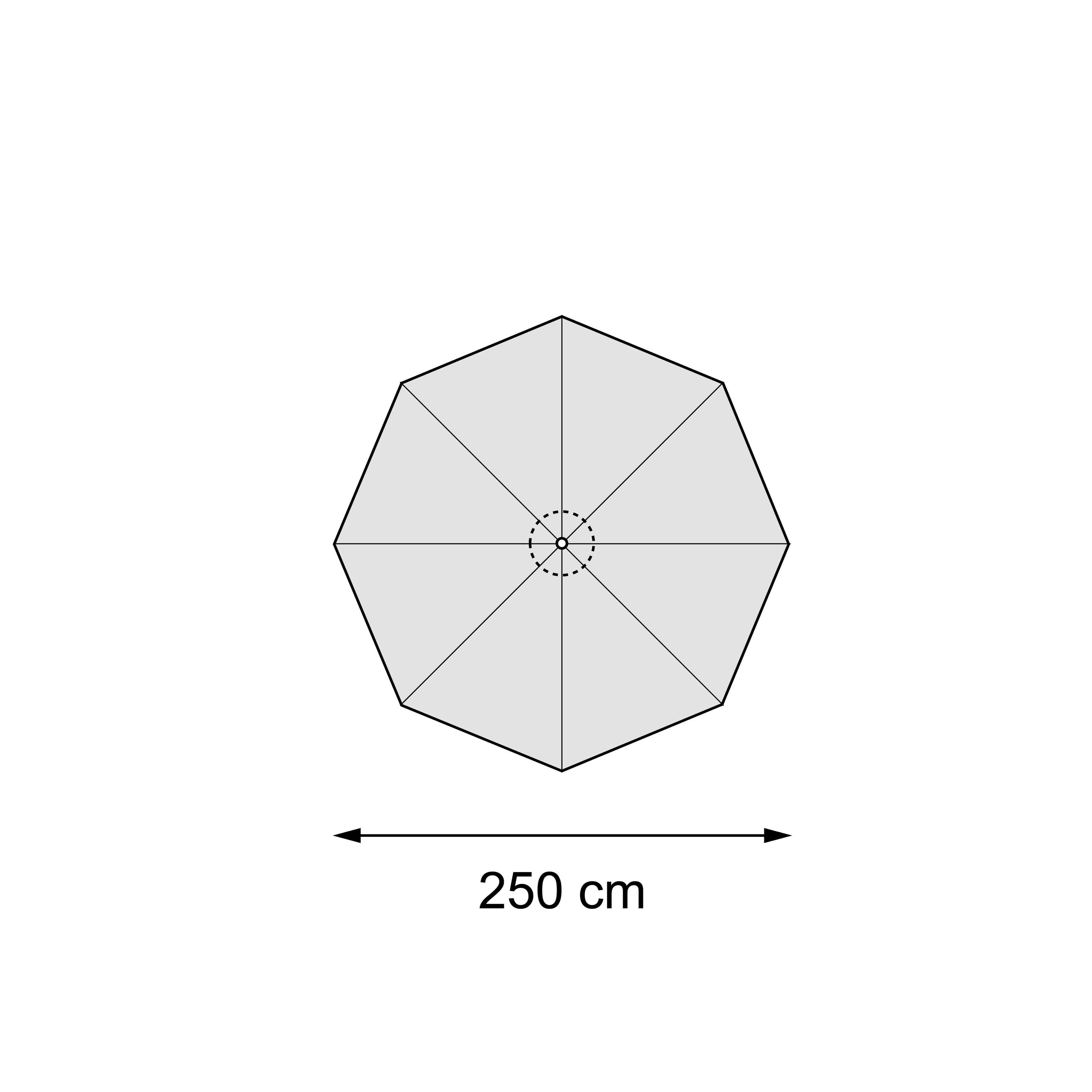 Parasol droit Umbria en aspect de bois aluminium avec toile de parasol en all weather sunbrella® premium beige - Diam. 250 cm (sans pied de parasol)