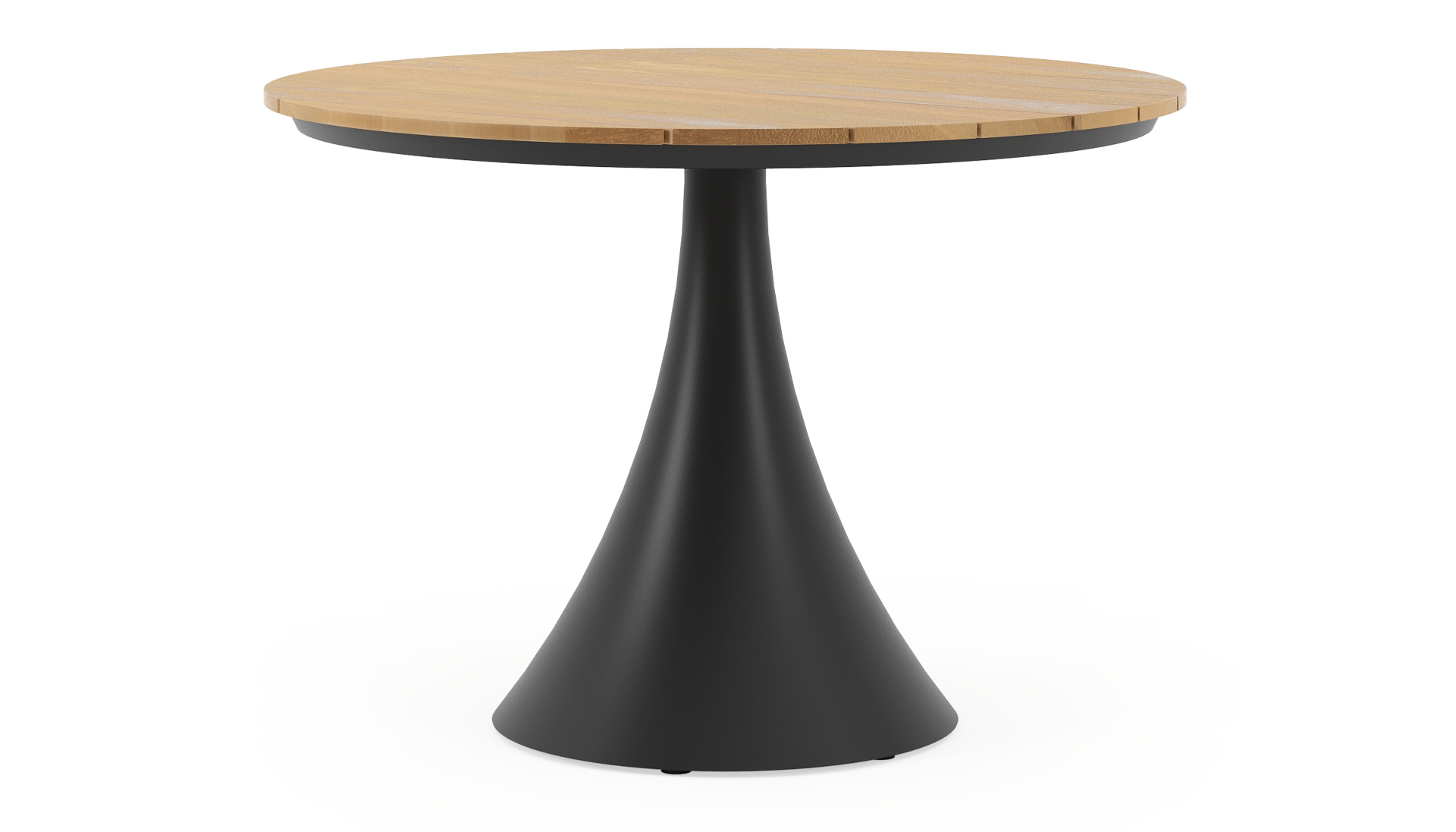 Tuintafel Rond 110 Fano tuintafel rond in zwart aluminium en teak - Dia. 110 x H 75 cm ...