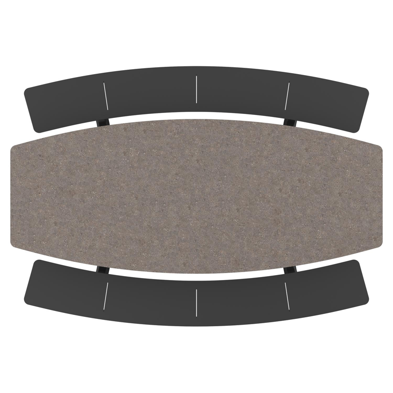 Forno picknicktafel bootvorm in zwart aluminium en volkeramiek wulong tafelblad - L 240 x B 181 x H 72 cm
