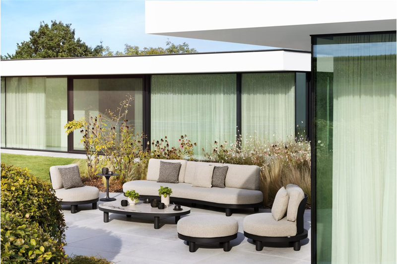 Donato loungetafel in zwart aluminium en colorado dunes volkeramiek - L 151 x B 90 x H 25 cm