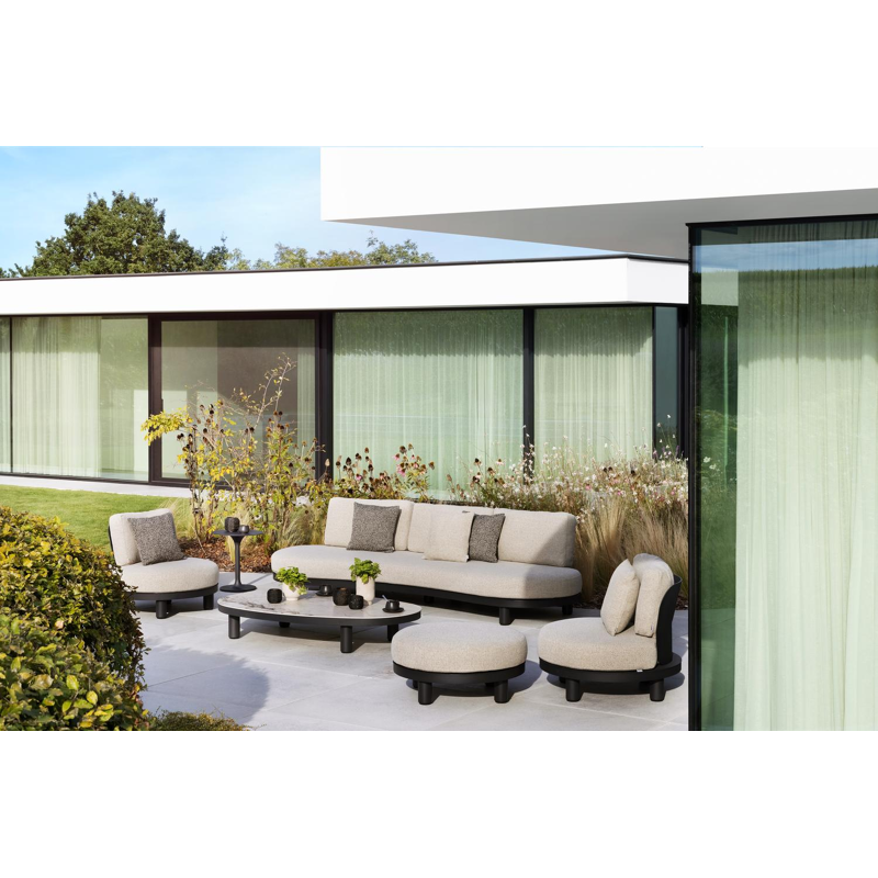 Donato loungeset in zwart aluminium met chartres sooty all weather sunbrella® luxe kussens