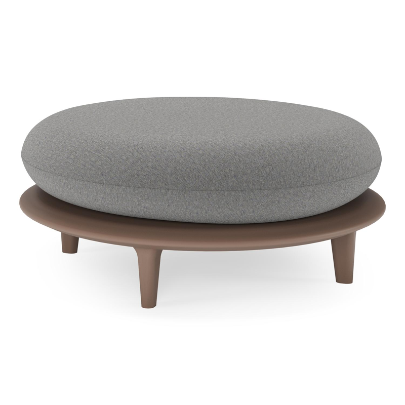 Bomero poef in taupe aluminium met heritage slate all weather sunbrella® luxe kussen