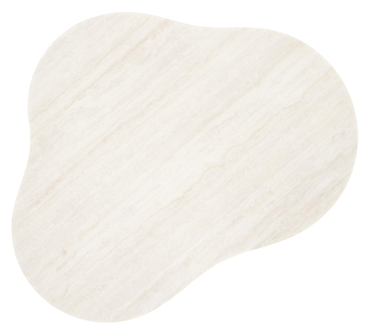 Table de basse Lomano cloud en aluminium blanc et céramique pleine Travertino Bianco - Lg. 131 x Lrg. 108 x Haut. 25 cm