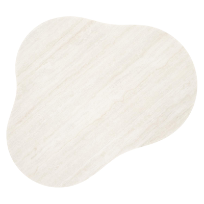 Table de basse Lomano cloud en aluminium blanc et céramique pleine Travertino Bianco - Lg. 131 x Lrg. 108 x Haut. 25 cm