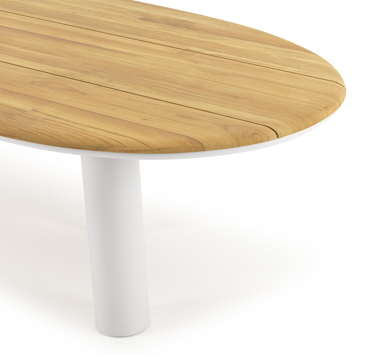 Table de jardin Organo organique en aluminium blanc et teck Lg. 280 x Lrg. 120 x Haut. 74 cm