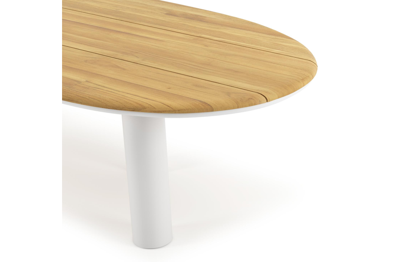 Organo tuintafel organisch in wit aluminium en teak L 280 x B 120 x H 74 cm