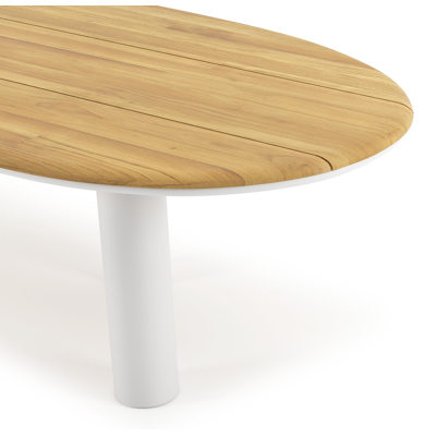 Organo tuintafel organisch in wit aluminium en teak L 280 x B 120 x H 74 cm