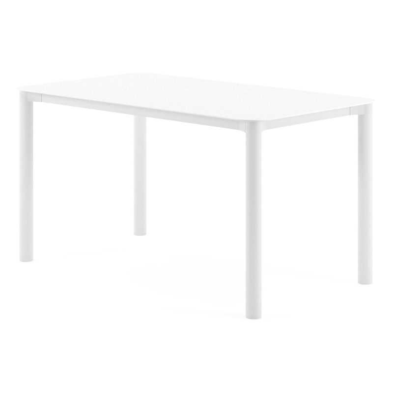 Orso tuintafel rechthoekig afgerond in wit aluminium en volkeramiek Arctic White - L 140 x B 80 x H 74.5 cm