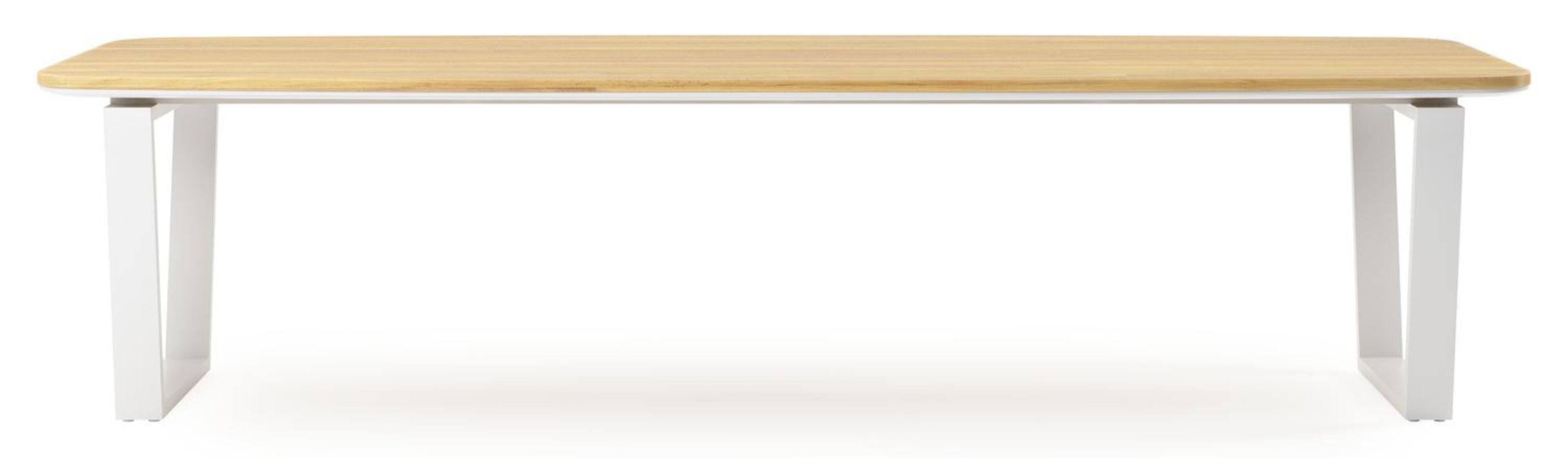 Pagino tuintafel bootvorm in wit aluminium en teak - L 315 x B 115 x H 73 cm