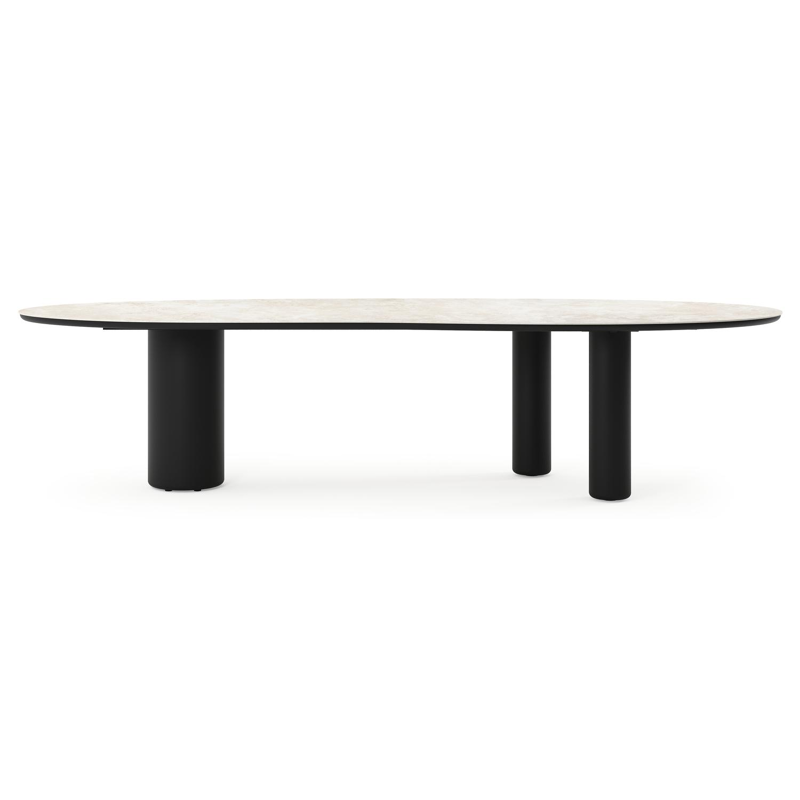 Amico tuintafel organisch in zwart aluminium en volkeramiek Rapolano - L 320 x B 120 x H 73.5 cm