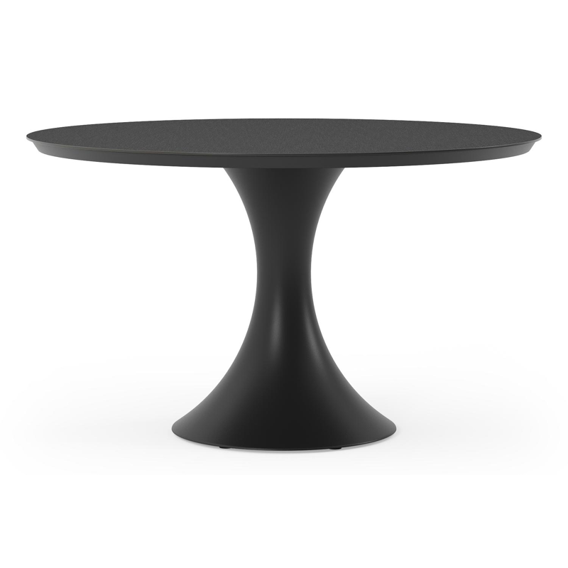 Table de jardin Fano en aluminium noir et céramique pleine nero black - Dia. 130 x H 75 cm
