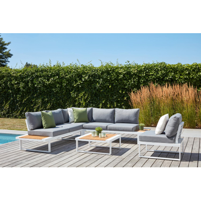 Fauteuil de jardinSerado pièce intermédiaire en aluminium blanc avec coussin en polyester gris