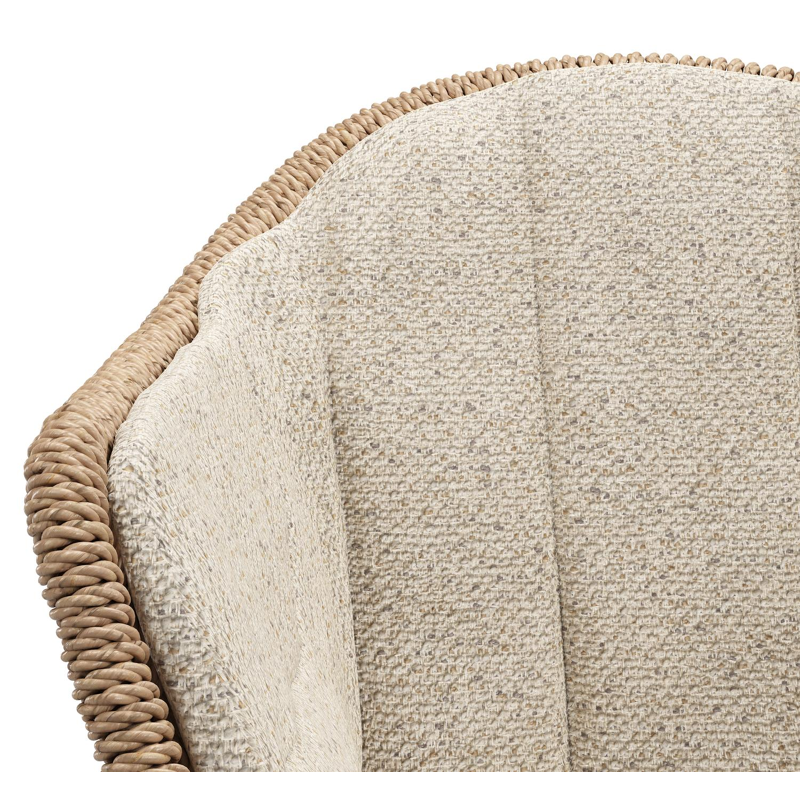 Pagino tuinstoel in zwart aluminium en naturel ronde wicker met zitkussen in All Weather Cosytica Bora Desert