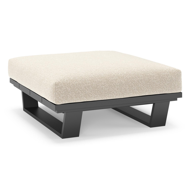 Pouf Pagino en aluminium noir et coussins en all weather cosytica marbella ecru