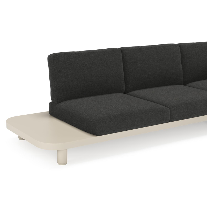 Donato loungehoek in beige aluminium met chartres sooty all weather sunbrella® luxe kussen