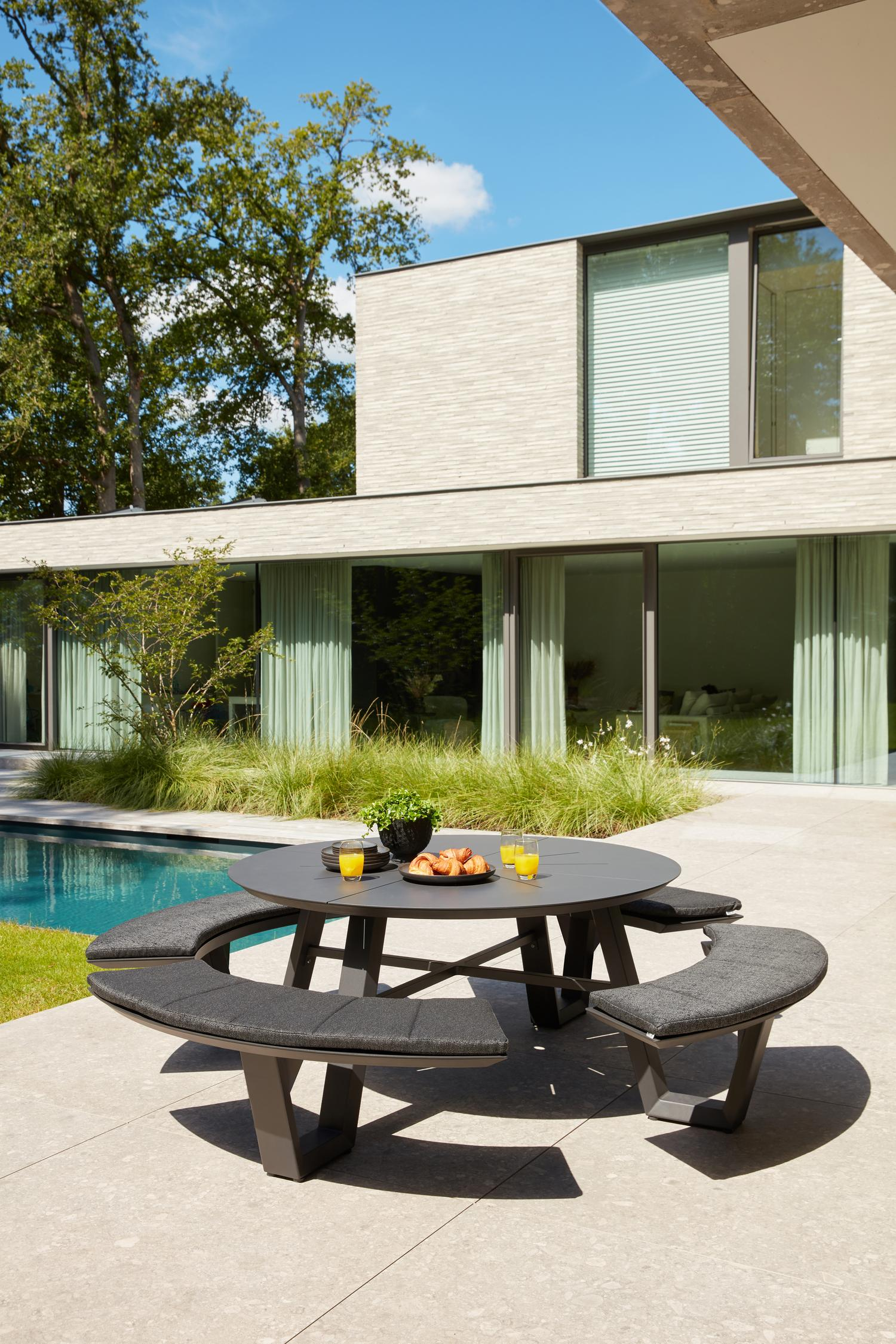 Set van 4 Rondino zitkussens in all weather sunbrella® luxe chartres sooty