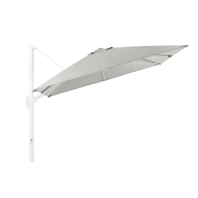 Rufina zweefparasol met tiltfunctie in wit aluminium met grijs sunbrella® premium parasoldoek - L1 300 x L2 300 cm (zonder voet)