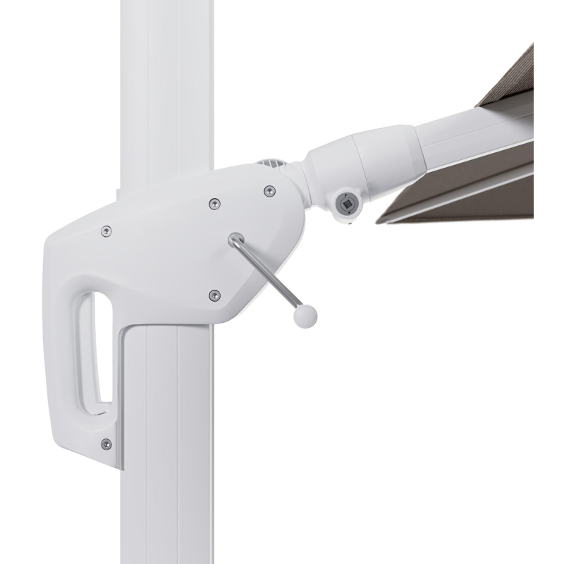 Minore zweefparasol tiltfunctie in wit aluminium en parasoldoek in All Weather Solica Firenze Earth  - L1 350 x L2: 350 cm (zonder voet) (zonder voet)