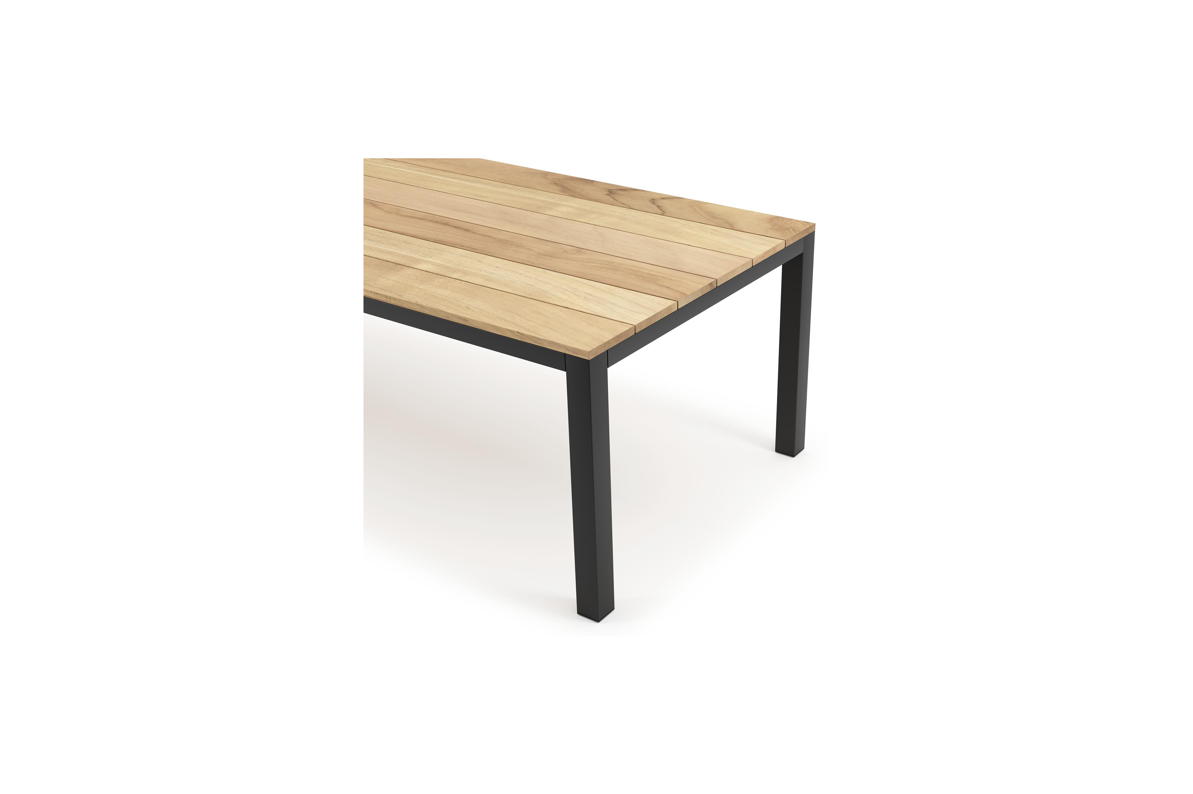 Capri tuintafel in zwart aluminium en teak - L 280 x B 110 x H 75,5 cm