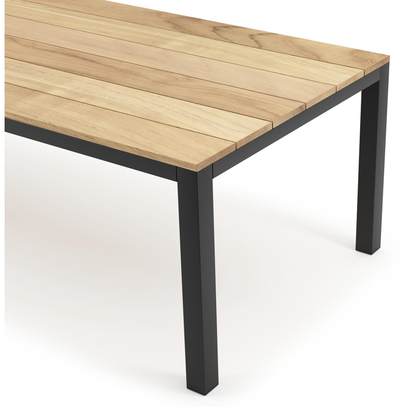 Capri tuintafel in zwart aluminium en teak - L 280 x B 110 x H 75,5 cm