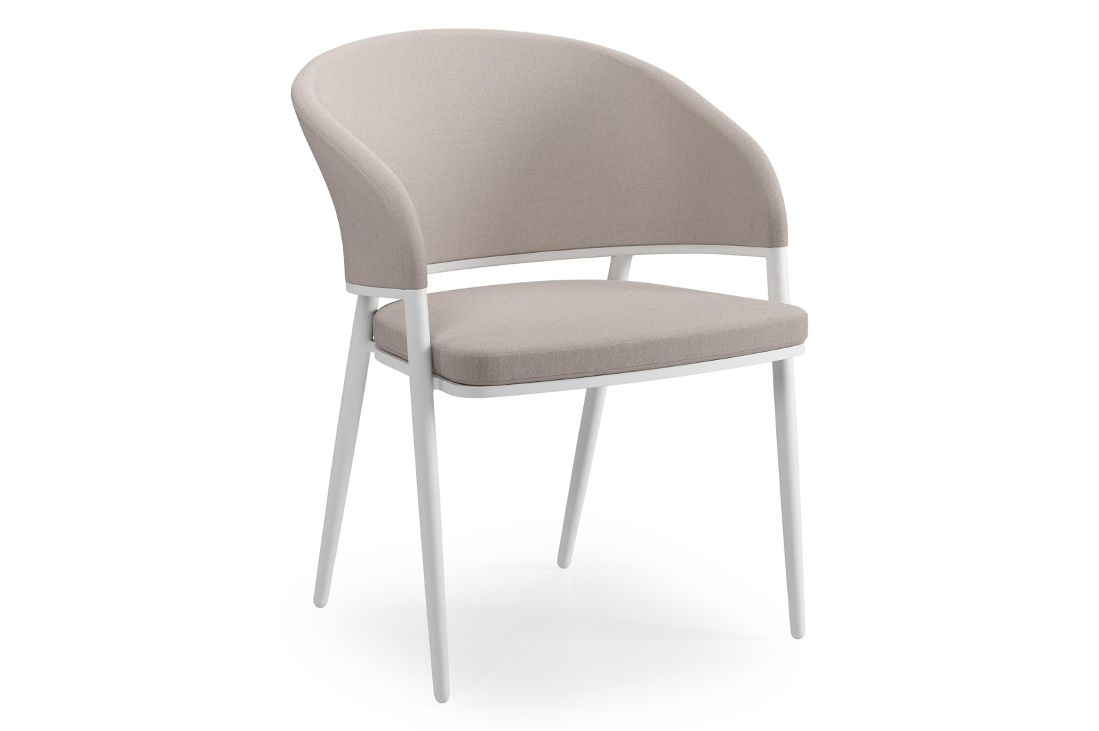 Chaise de jardin Lacrima en aluminium blanc et textilène confort beige
