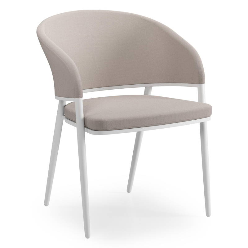 Lacrima tuinstoel in wit aluminium en beige comfort textilene