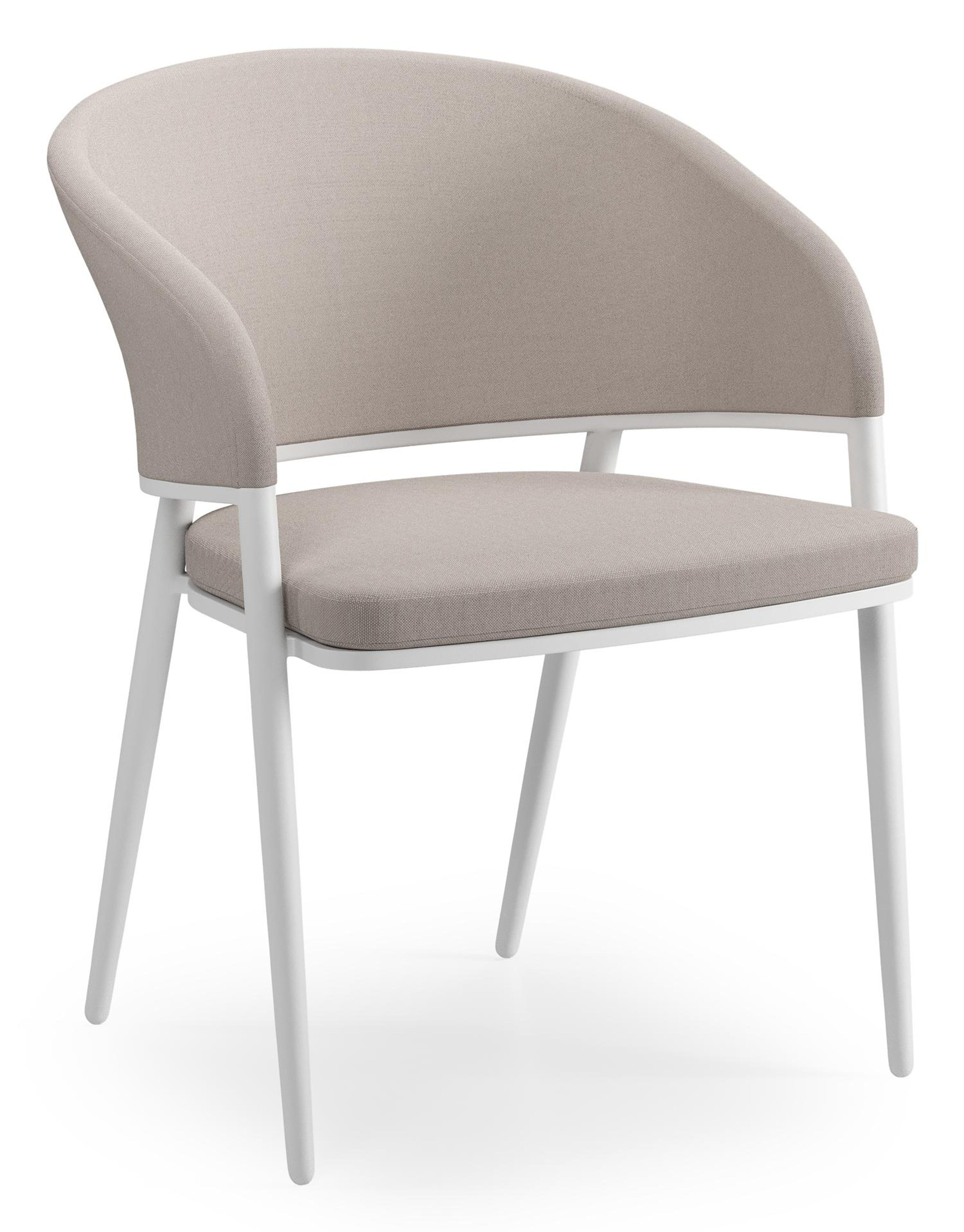Chaise de jardin Lacrima en aluminium blanc et textilène confort beige
