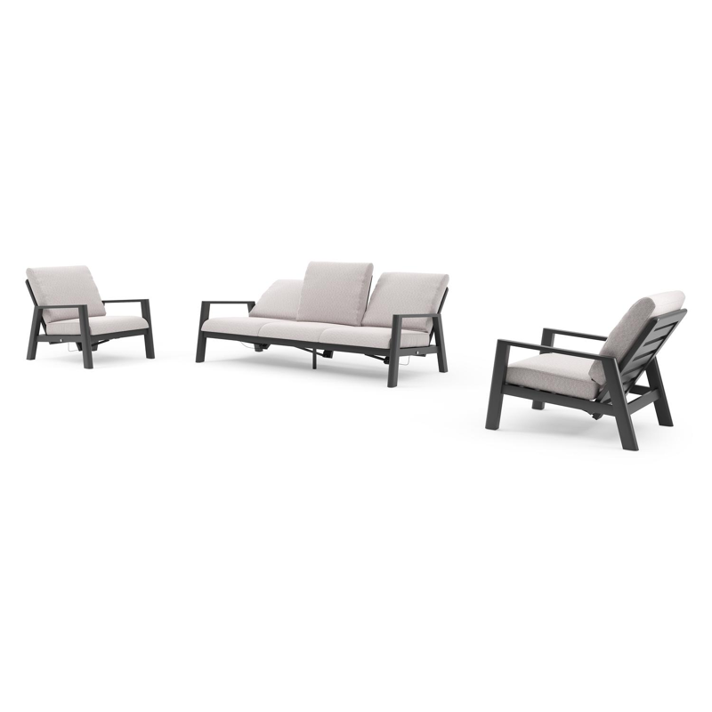 Cirello loungeset in zwart aluminium met wander gobi all weather sunbrella® luxe kussen