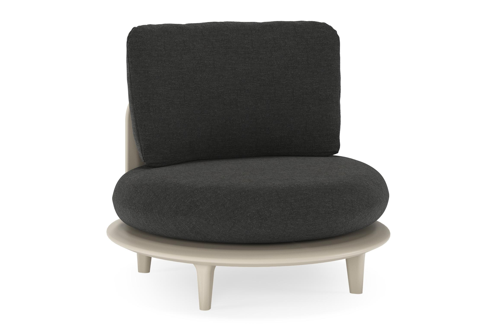 Bomero loungestoel in beige aluminium met chartres sooty all weather sunbrella® luxe kussen