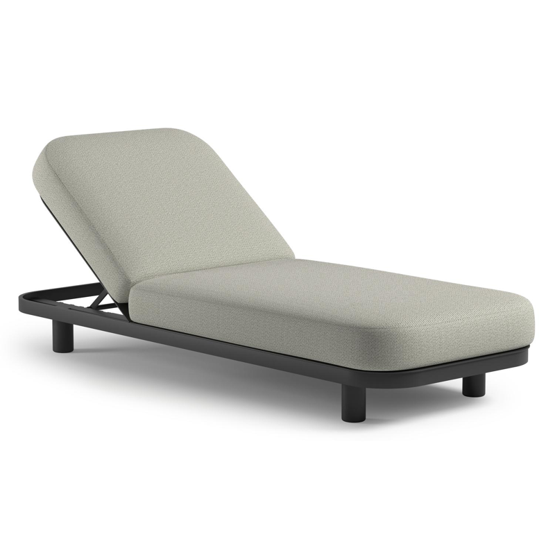 Chaise longue réglable Donato en aluminium noir et coussin en all weather Sunbrella® luxe lopi bud