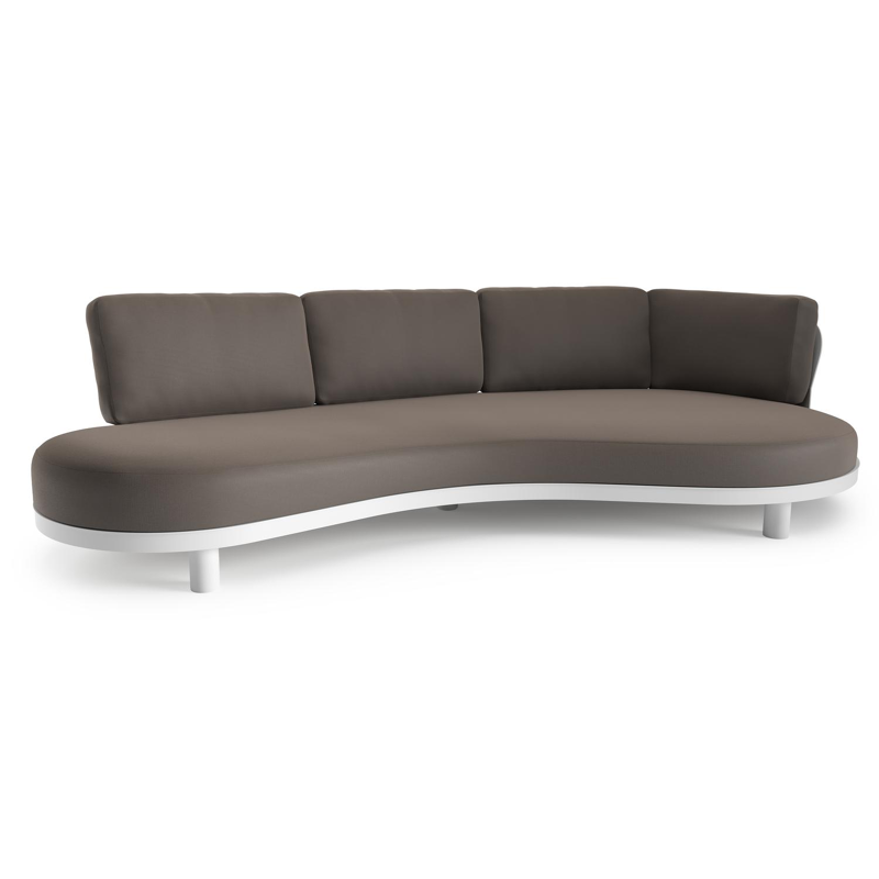 Donato loungebank in wit aluminium met natte nature grey all weather sunbrella® luxe kussen