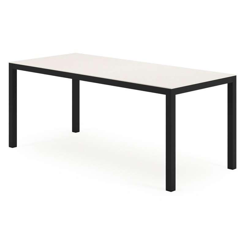 Feltro tuintafel in zwart aluminium en Crema Minerale sintered stone - L 180 x B 80 x H 74 cm