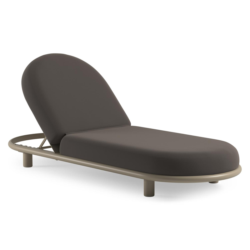 Chaise longue réglable Lomano en aluminium beige avec natte nature grey all weather sunbrella® luxe coussin