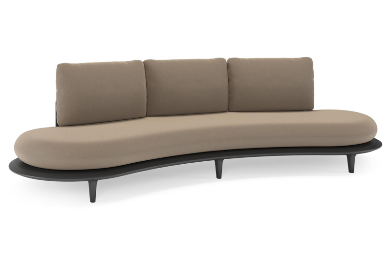 Bomero loungebank in zwart aluminium met natte heather grey all weather sunbrella® luxe kussen