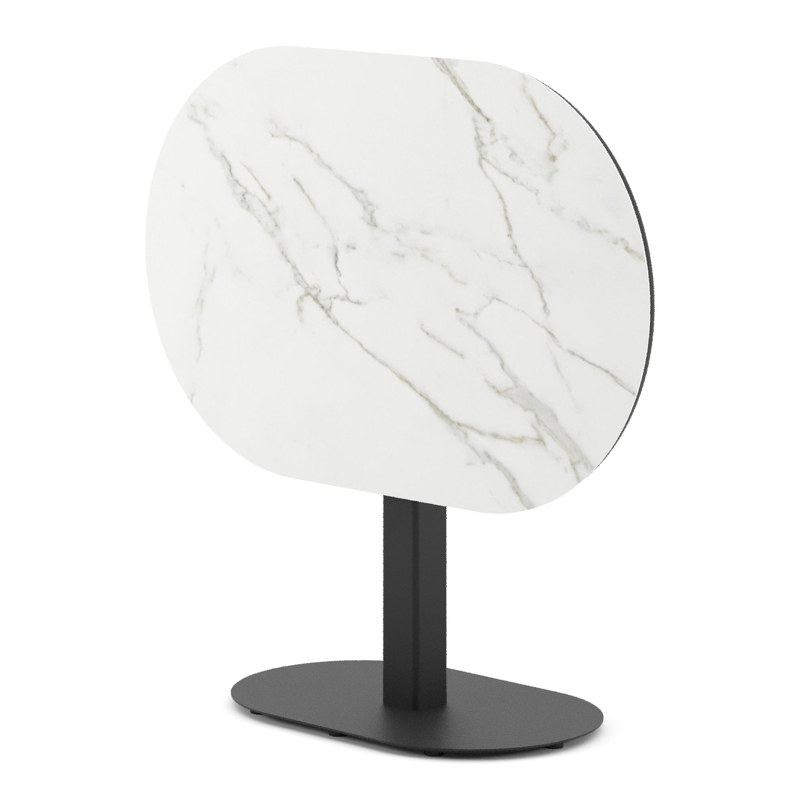 Teramo kantelbare tuintafel bombo in zwart aluminium en volkeramiek Calacatta - L 110 x B 70 x H 74 cm
