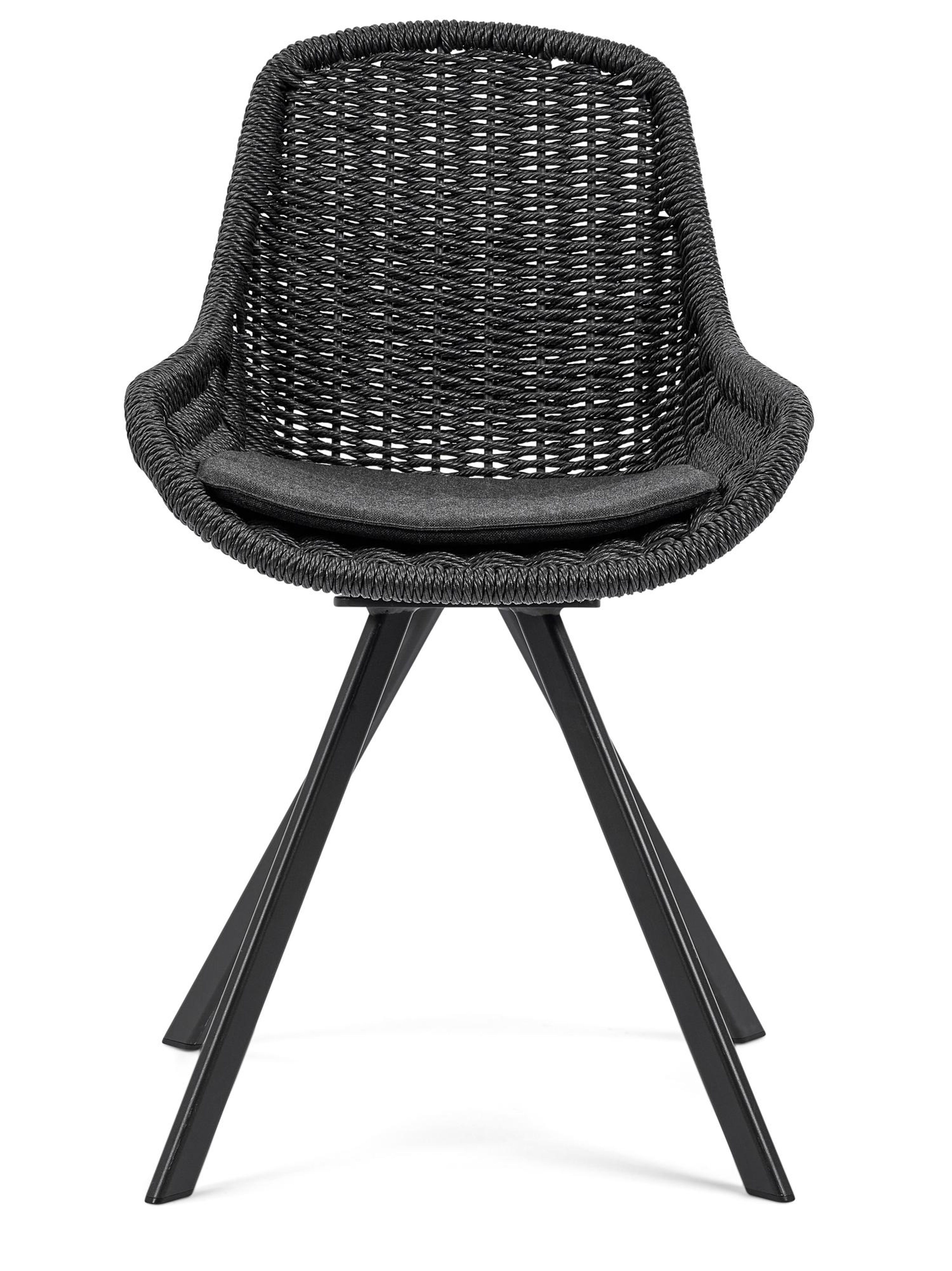 Chaise de jardin Cesano in aluminium  noir et résine tressée noir avec coussin en natte sooty all weather sunbrella® luxe