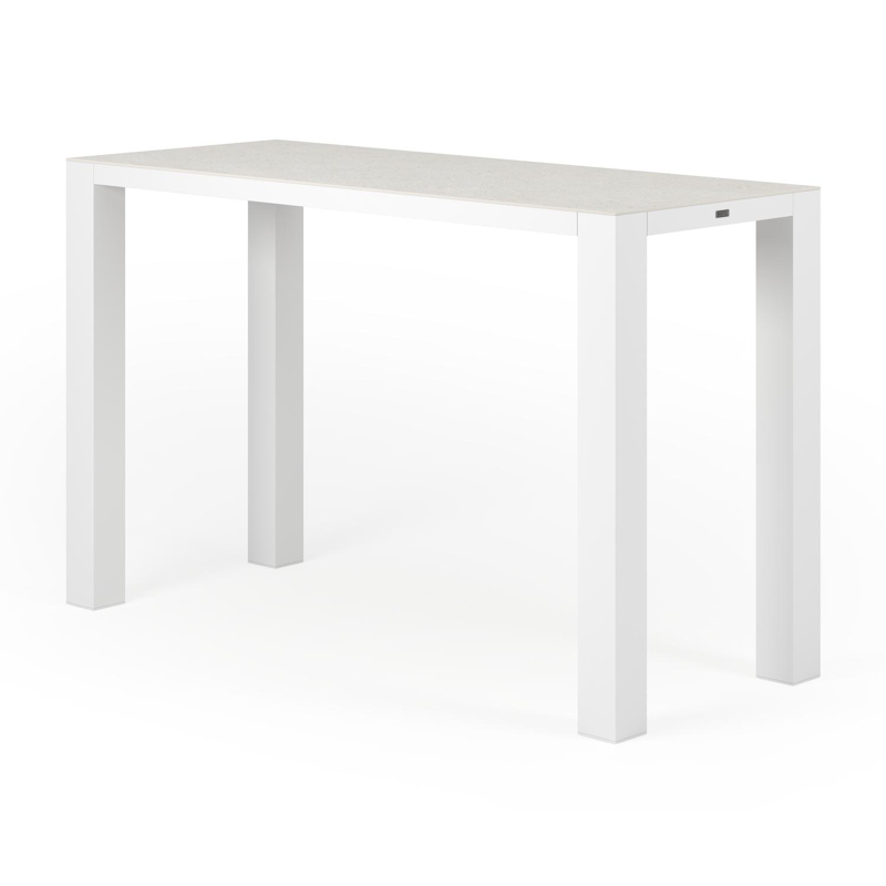 Table de jardin Nano en aluminium blanc et céramique pleine shilin - Lg 170 x Larg. 70 x H 106 cm