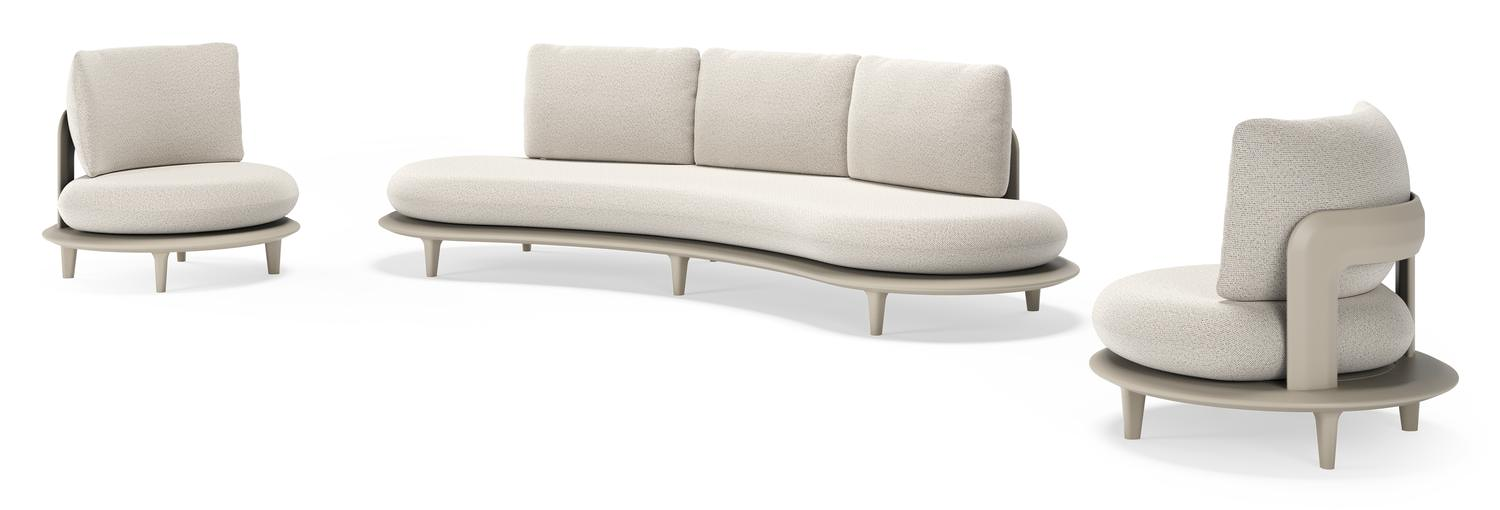 Bomero loungeset in beige aluminium met firenze natural all weather solica kussen