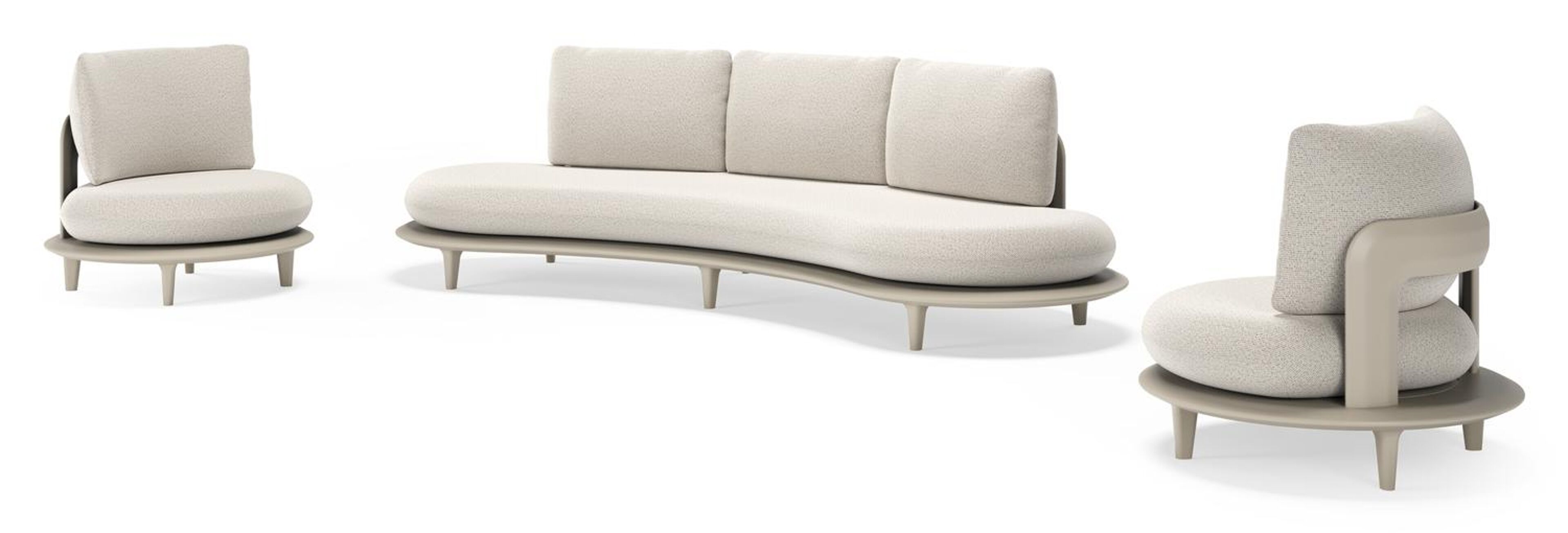 Bomero loungeset in beige aluminium met firenze natural all weather solica kussen