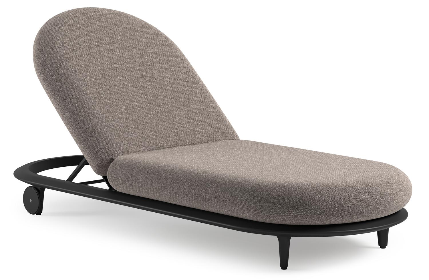 Bomero verstelbaar ligbed in zwart aluminium met wander granite all weather sunbrella® luxe