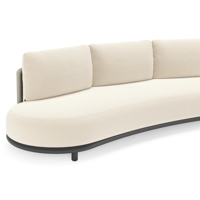 Lomano loungebank in zwart aluminium en beige verticaal geweven luxe vlakke rope met Althea Off White all weather cosytica