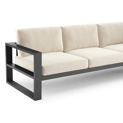 Verato loungehoek in zwart aluminium met althea off white all weather cosytica kussen